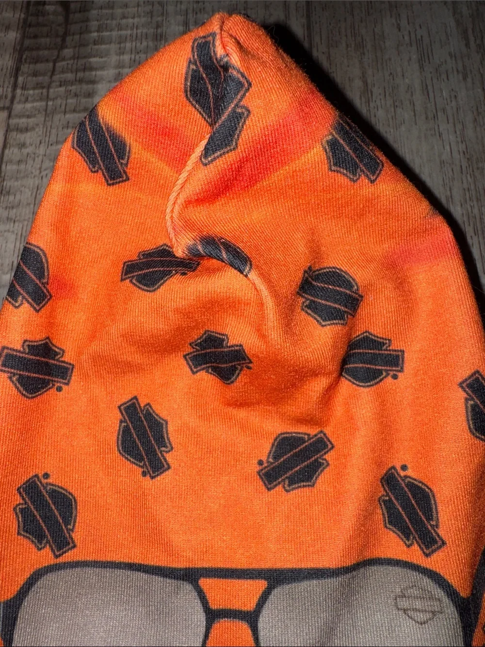 HARLEY DAVIDSON Orange Beanie Hat with Sunglasses Print-OS